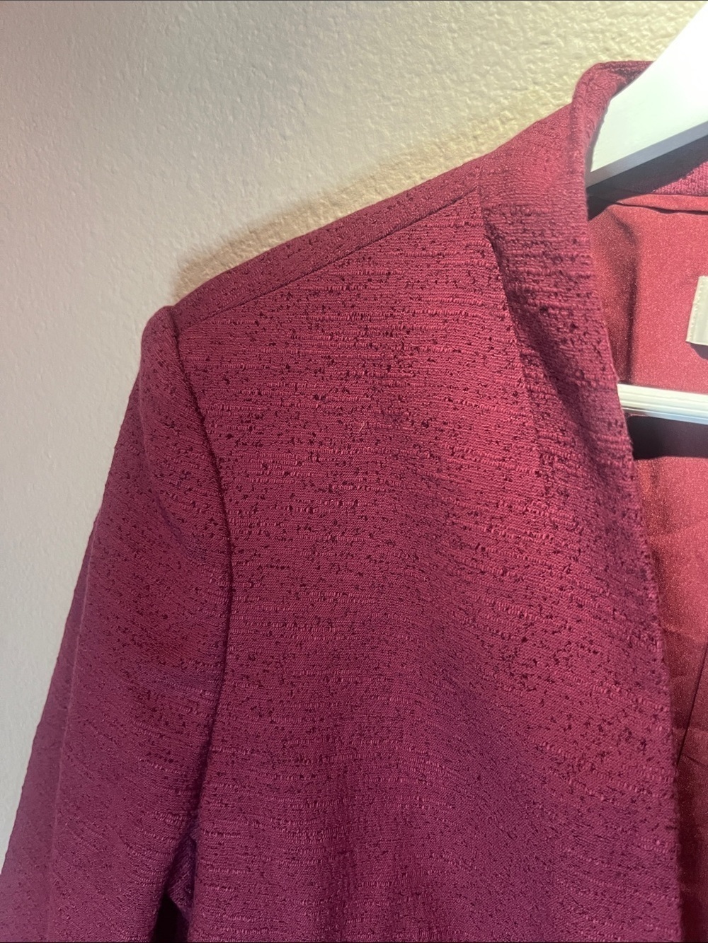 New Ann Taylor LOFT Women’s Textured Single Button Blazer Burgundy Wine Size 14 - Picture 7 of 10